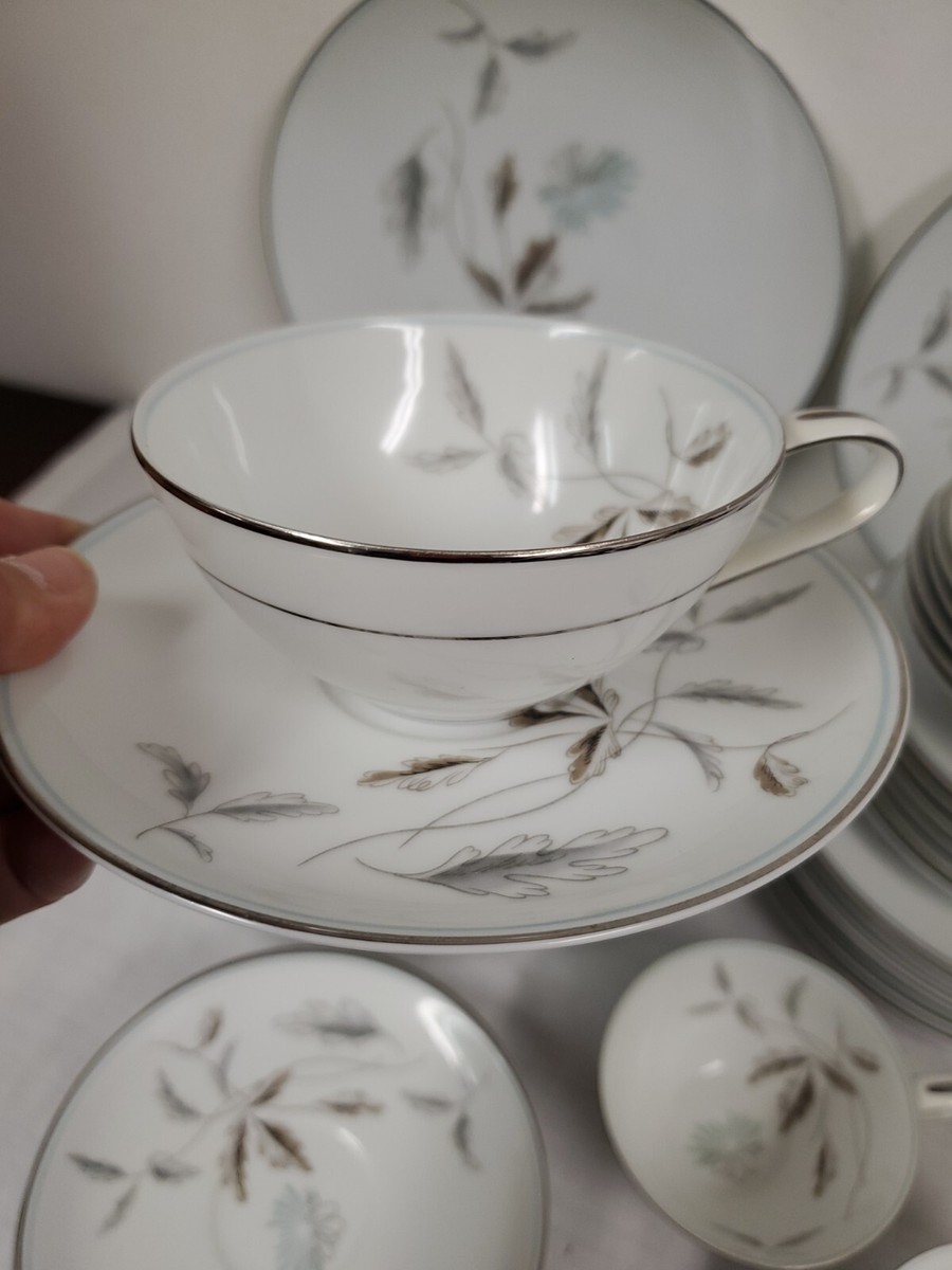 Vintage NORITAKE China CORLISS 5765 Japan 36 pcs Teal Gray Service