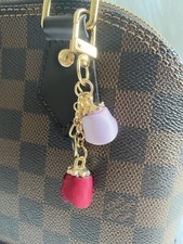Red Rose Flower Bag Charm Keychain Key Ring Car Charm Red Pink