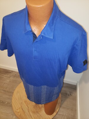 (Large) Mens Adidas Polo Shirt Blue Adicross Geometric Japanese .