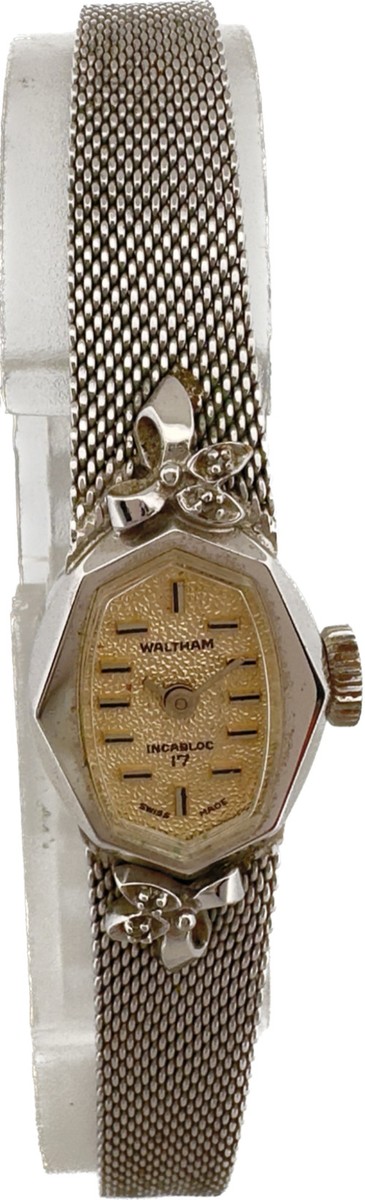 Vintage Waltham 17 Jewel Ladies Mechanical Cocktail Wristwatch in Steel & Chrome Vintage Waltham Cocktail – thewatchpreserve main image 3
