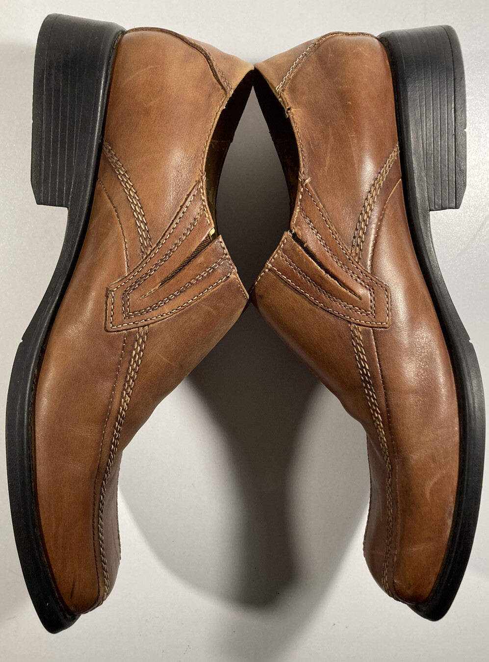 SAOLA Scarpe slip on Steve Madden da uomo 8 5 marroni in pelle punta quadrata eclipse funky