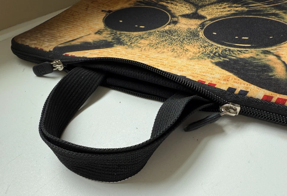 13英寸蒸汽朋克猫带眼镜拉链笔记本电脑保护套带手柄 — 第 4/4 张图片