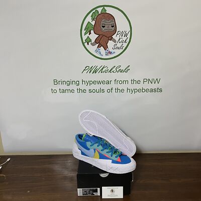Nike Blazer Low x KAWS x Sacai Neptune Blue DM7901-400 Mens Size 11