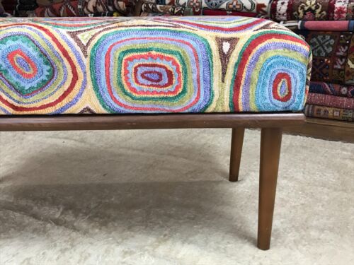 Handmade Kilim Upholstered Ottoman Footstool Piano Entryway Bedroom Bench - Picture 7 of 22