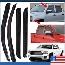 For 2014-2018 Chevy Silverado 4DR Crew Cab Door Vent Visors Window Rain Guards
