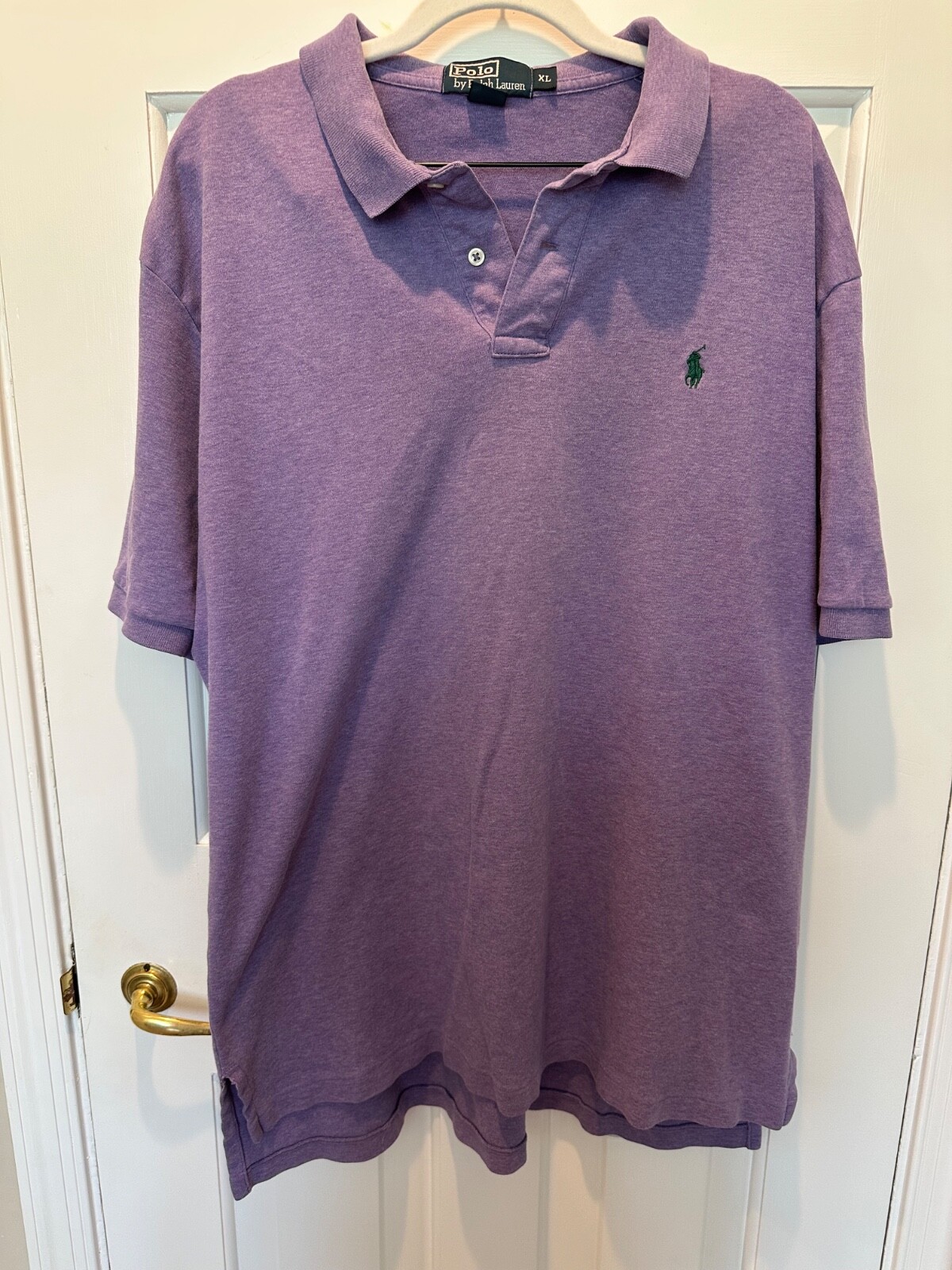 Polo Ralph Lauren uomo XL viola polo cotone camicia maniche corte verde pony