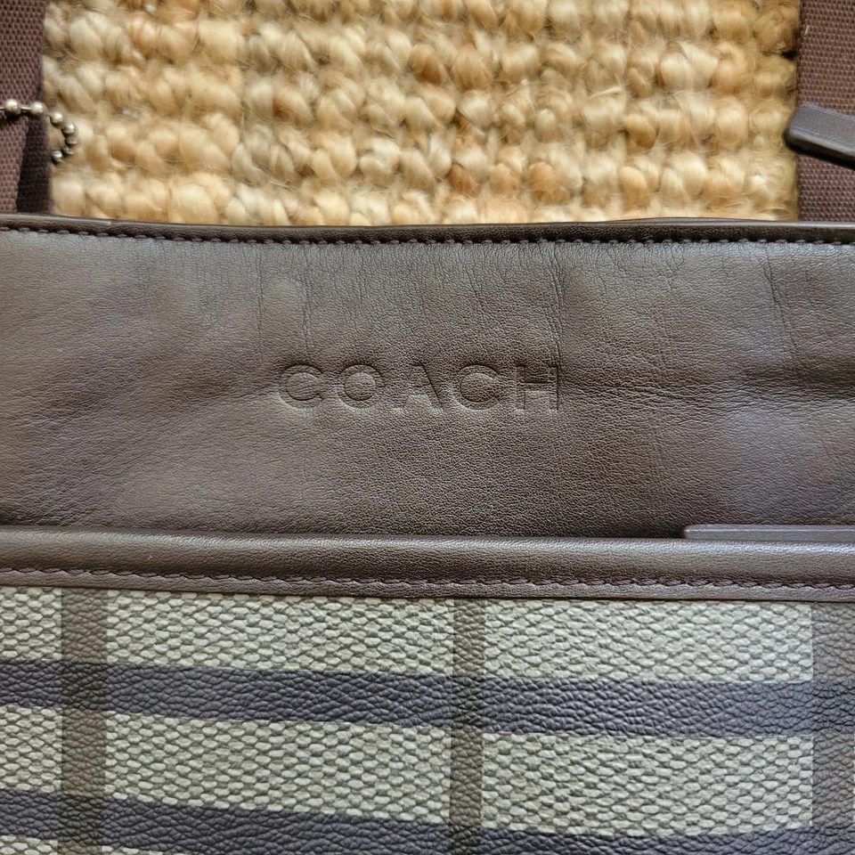 Bolso Bandolera Coach F70751 Cuadros Cuadros Preppy Bolso de Hombro Cartera Borde de Cuero Foto 3 de 4