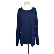 Ellos blue button detail long sleeves tunic sweater size Large