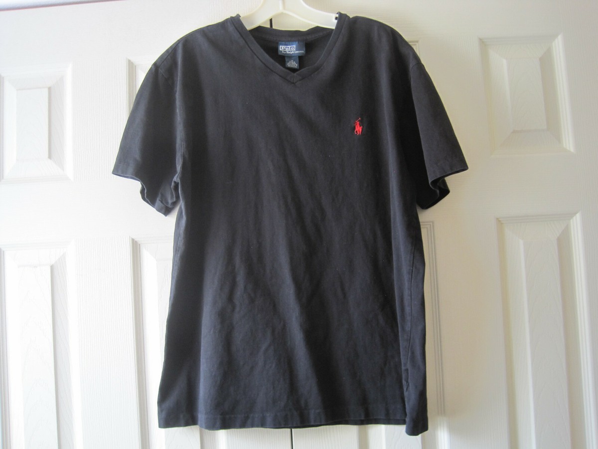 Polo by Ralph Lauren V-neck Black T-Shirt~Red Logo~Men's Polo by Ralph Lauren V-neck Black T-Shirt~Red Logo~Men's