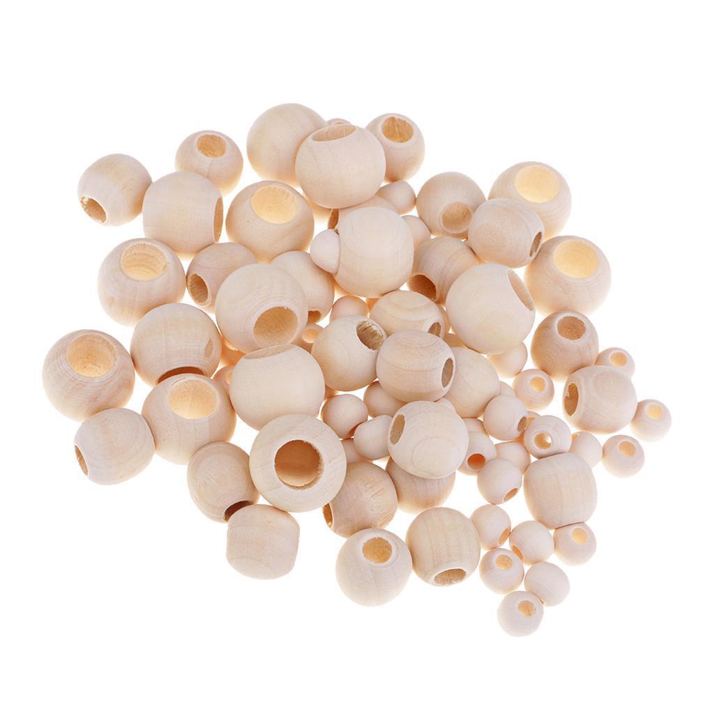 220Packs Mixed Natural Wood Wooden Beads Large Hole Loose Spacer