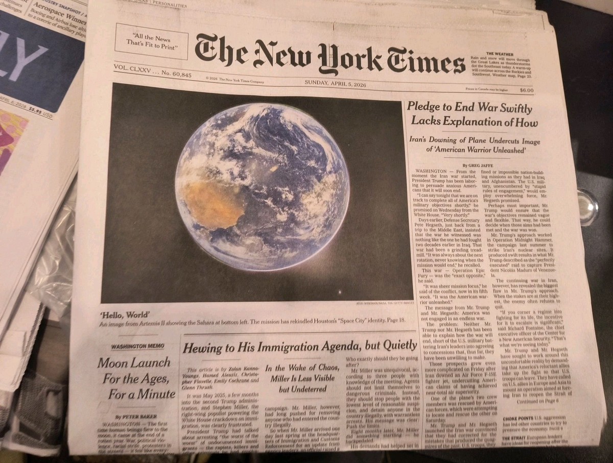 The New York Times Sunday April 5 2026 Pledge to End War Swiftly