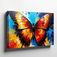 Wall Art Canvas a Striking and Vivid Painting of a Single Butterfly Depicted