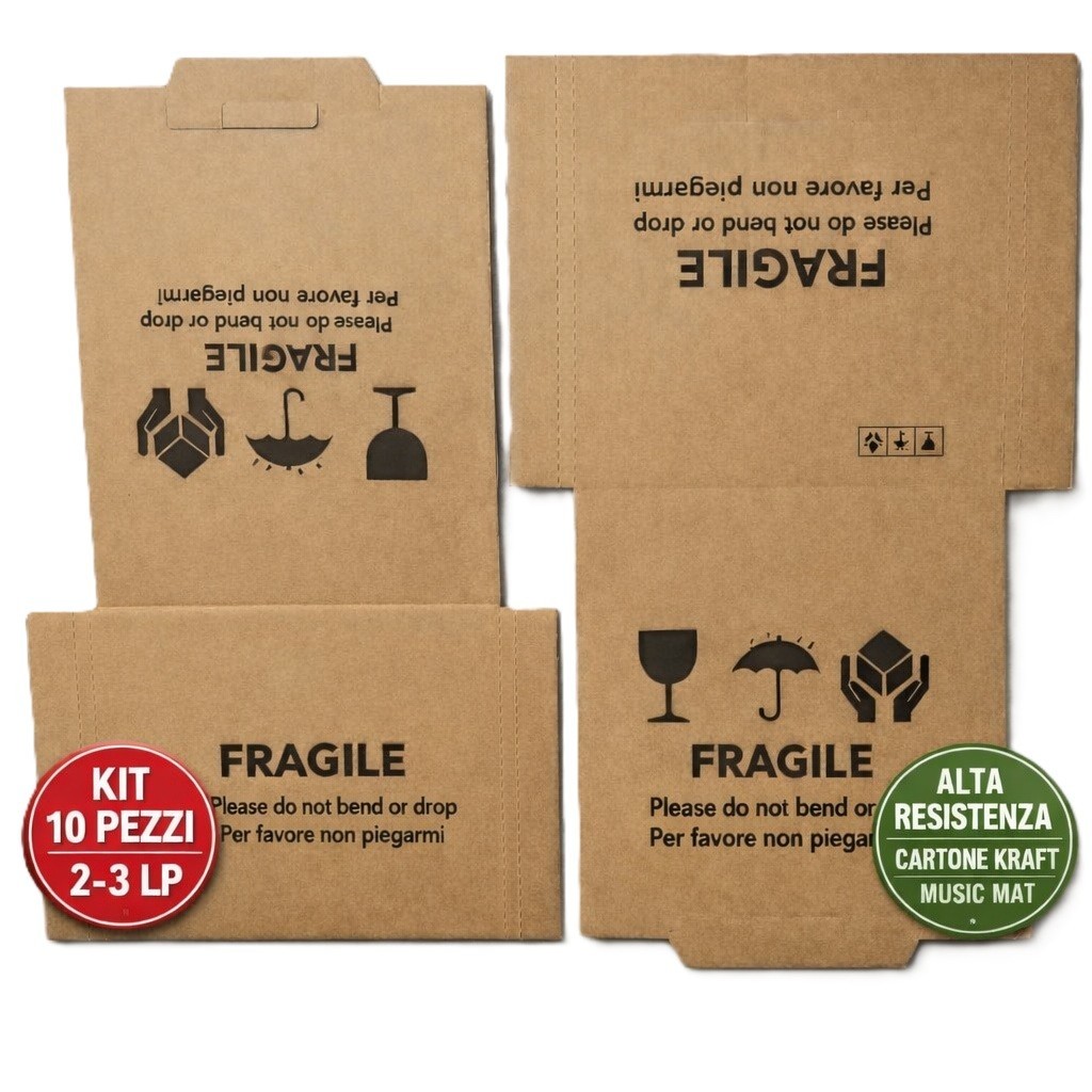 MUSIC MAT - 10 Scatole di cartone KRAFT per spedire ( 1/3 LP) dischi in vinile