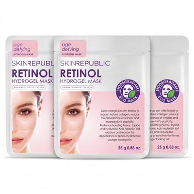 Skin Republic Retinol Hydrogel Gesichtsmaske Anti-Aging Falten Kollagen 3er Set