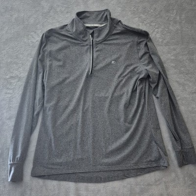 Starter Mock Neck 1/4 Zip Pullover Gray Long Sleeve Activewear