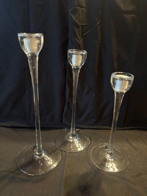 Vintage Ikea Blomster Taper Glass Candlestick Holders Set of 3