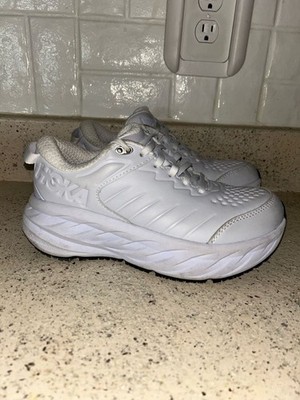 HOKA Women's Bondi SR Leather Slip-Resistant Shoes White