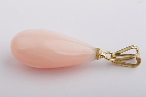 Anhänger Koralle Sardegna rosa Tropfen Pampel 18K 750 Gelb Gold Neu -