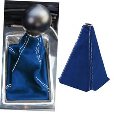 Car Shift Boot Cover Stick Shift Cover Suede Leather Dark Bluewhite