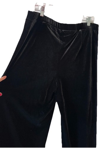 MING WANG Size XL Black Velvet Stretch Wide Leg Pull On Pants Elastic Waist - Picture 6 of 9