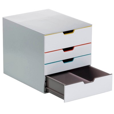 DURABLE Schubladenbox VARICOLOR   weiß mit bunten Farblinien 762427, DIN A4...