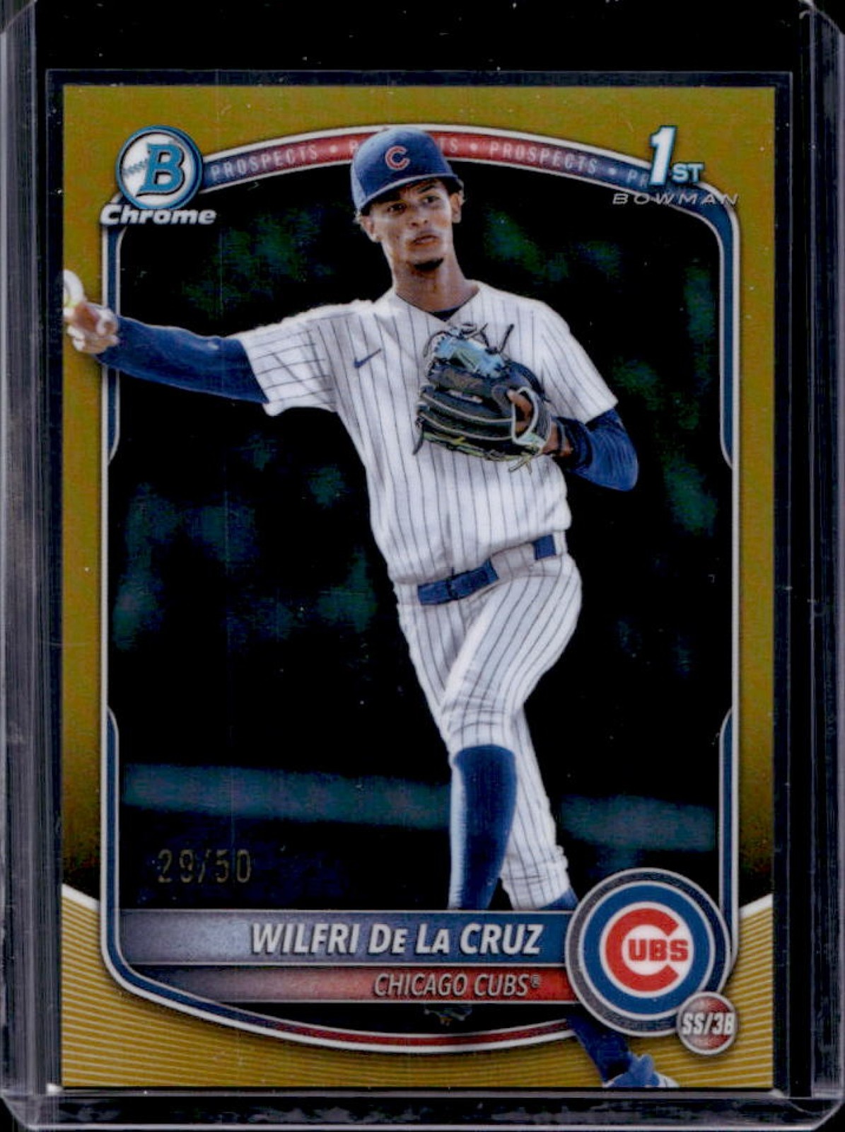2025 Bowman Chrome Wilfri De La Cruz Gold Refractor 1st #29/50 Cubs