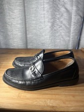 Salvatore Ferragamo Men s Black Leather Loafers Gancini UR 67205 D Size 11 1/2