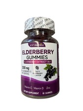 Elderberry Gummies 3200mg Vitamin d Vitamin C Zinc 35:1 Extract 60ct Exp 10/2026