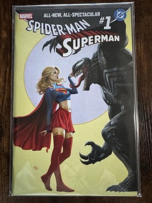 SPIDER-MAN/SUPERMAN #1 GRANOV SUPERGIRL VENOM VARIANT TRINITY EXCLUSIVE IN-HAND