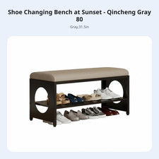 Image of Cushiunifiedd Bench with Shoe Shelves Multi-Tier Storage for Living Room,