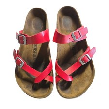 Birkenstock Mayari Red Birko-Flor Toe Loop Sandals Womens 7 EU 38 Regular