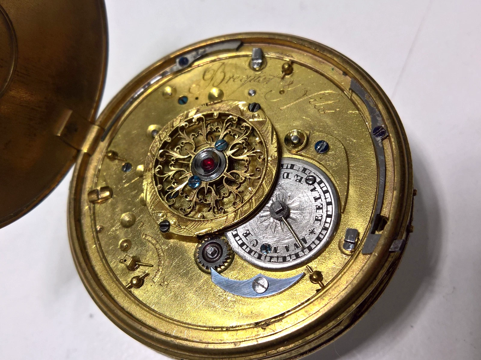 Breguet — RARE VINTAGE HOUR AND MINUTE REPEATING POCKET WATCH MOVEMENT BREGUET SIGNED
