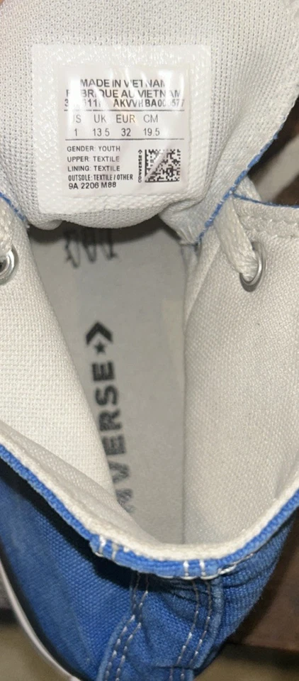 Zapatillas altas Converse Chuck Taylor ALL STAR azules con cordones para niños talla 1 Foto 4 de 4