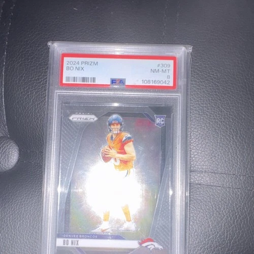 Panini 2024 Prizm Bo Nix #309 Rookie Denver Broncos PSA 8 Football Card