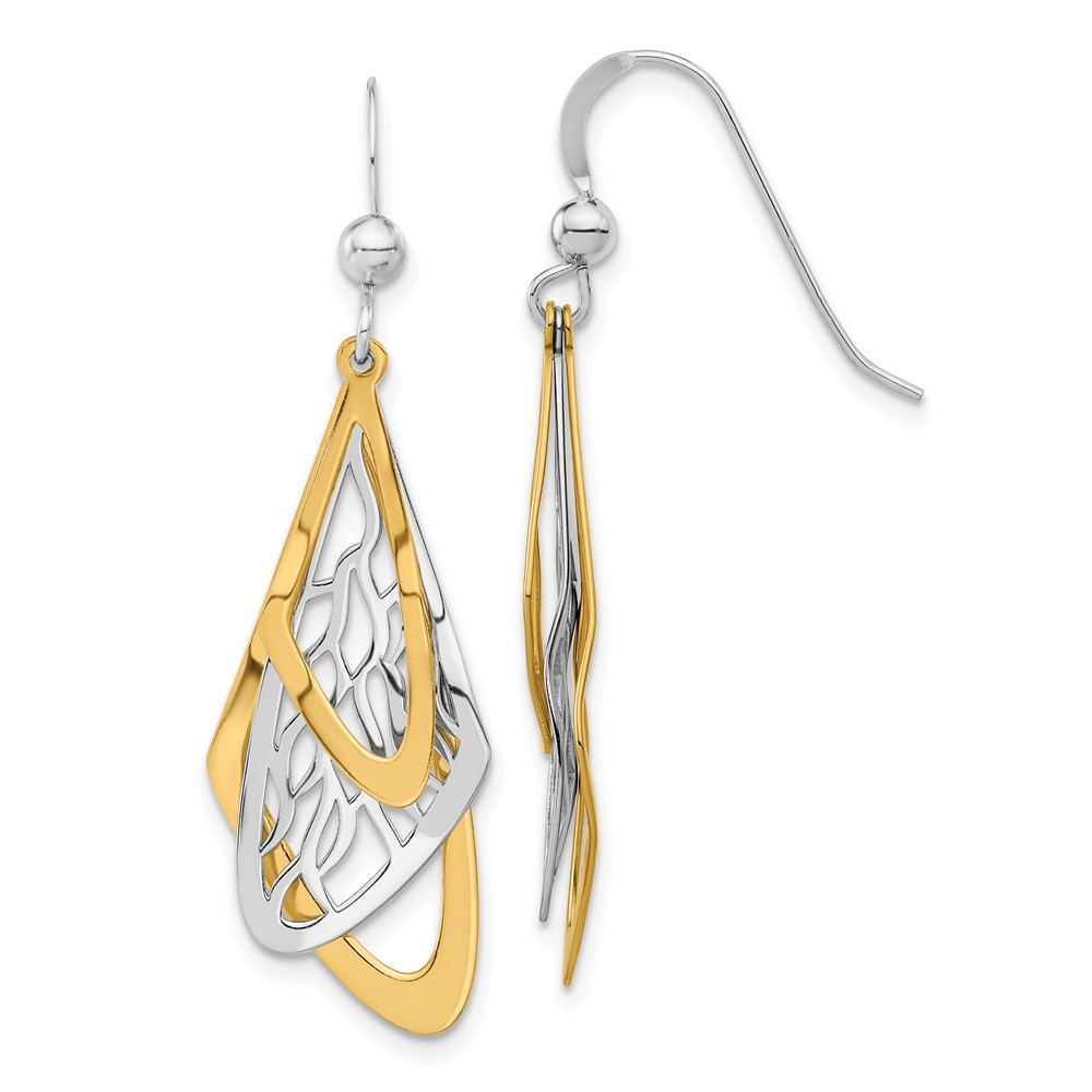 Sterling Silver Rhodium-plated and Gold-tone Drop & Dangle Earrings 2.37gm