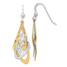 Sterling Silver Rhodium-plated and Gold-tone Drop Dangle Earrings 2.37gm