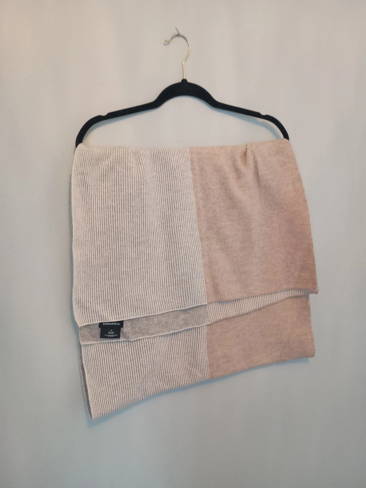 Summersalt Knit Stretch Scarf Wrap Shawl Earth Tones Neutral Wool/Cashmere