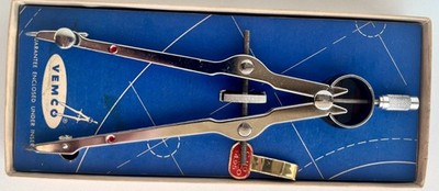 Vintage Vemco C-110 Drafting Compass Complete w/ Box Guarantee Card Extra Points