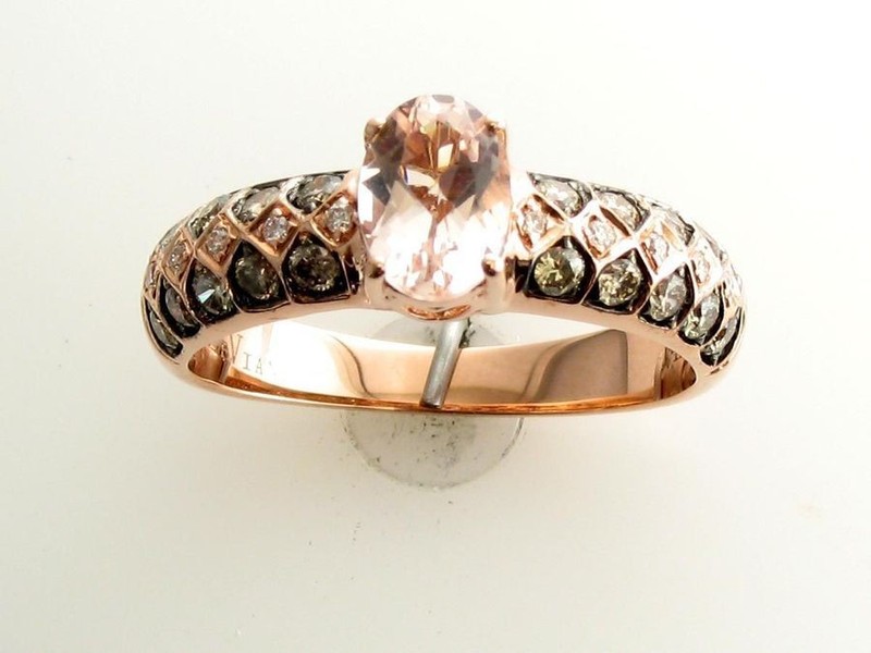 Le Vian 14K Rose Gold Cocktail Ring for Women 1.02 cts Morganite Diamond Size 7