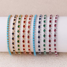 Simulated Zirconia Tennis Bracelet Thin Chain Prong Set Women Elegant Jewelry