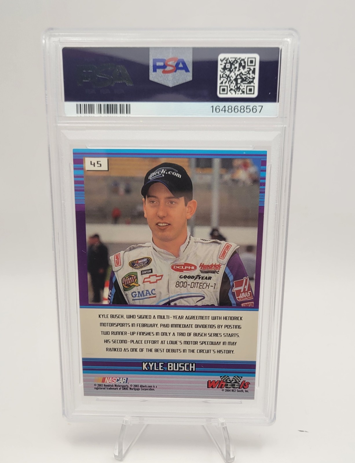 2004 Wheels High Gear #45 Kyle Busch RC Rookie PSA 6 EX-MT NASCAR view 2