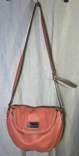 Marc Jacob’s Classic Q Natasha Pebbled Leather Crossbody Salmon Pink/Coral