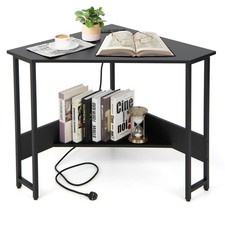 90-degree Triangle Corner Desk Space-saving Computer Desk with Power Outlet