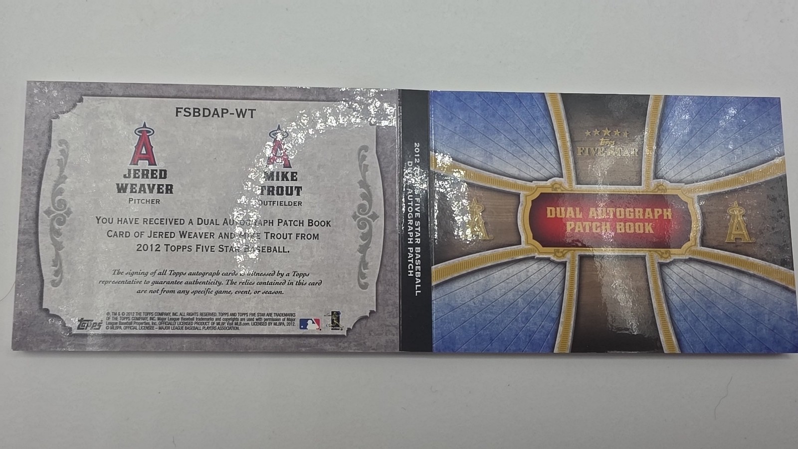 2012 Topps Five Star - Dual Auto Patch Books Mike Trout, Jered Weaver /10  view 2