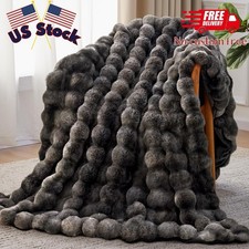 Faux Fur Throw Blanket, 1000GSM Fluffy Soft Bubble Blanket for Couch Bed, Cozy