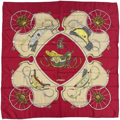 Hermes Kare90 Springs Silk Scarf Large 90cm x 90cm Red Multi-Color French Made