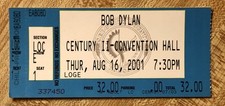 BOB DYLAN BOLETO CONCIERTO 2001 SIGLO II CENTRO DE CONVENCIONES WICHITA KS ROCK FOLK