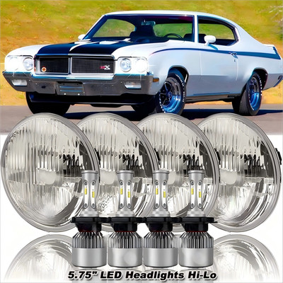 For Buick GS 455 1970-1972 Round 4pcs 5-3/4 5.75''inch LED-Halo Headlights Beam A