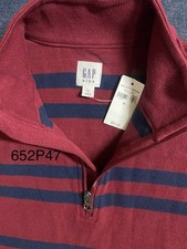 NWT Gap Kids 1/4 Zip Long Sleeve Sweater Boys XL Maroon  navyblue Stripe