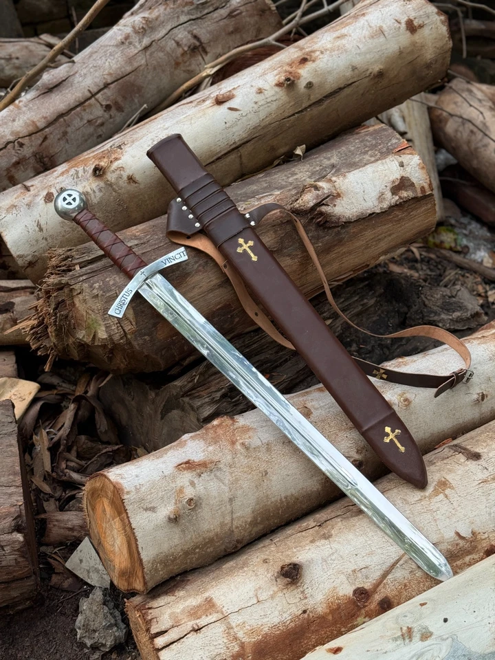 Espada de Aclade de los Caballeros Réplica Templaria-Hecha a Mano Espada Medieval Regalo Espada Foto 4 de 4